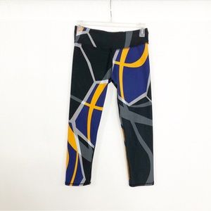 Fabletics Yoga Workout Capris Leggings, Size XS, Black Blue Orange